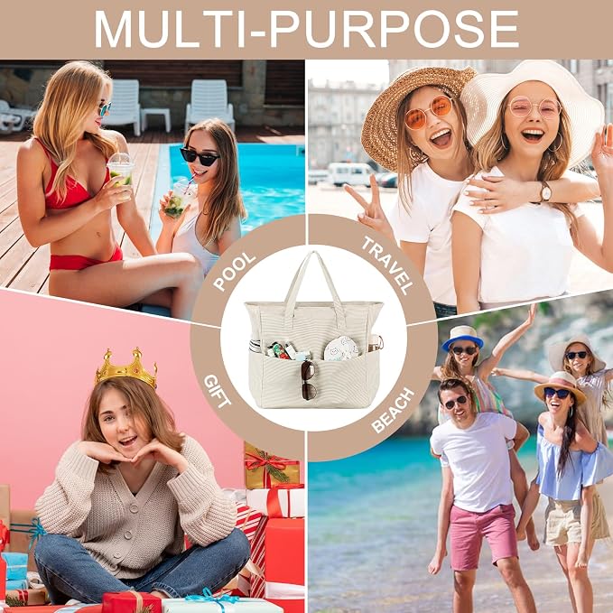 Bluboon Waterproof Beach Tote Pool Bags for Women Ladies Extra Large Carry On Bag With Wet Compartment for Weekender Travel - Image 9