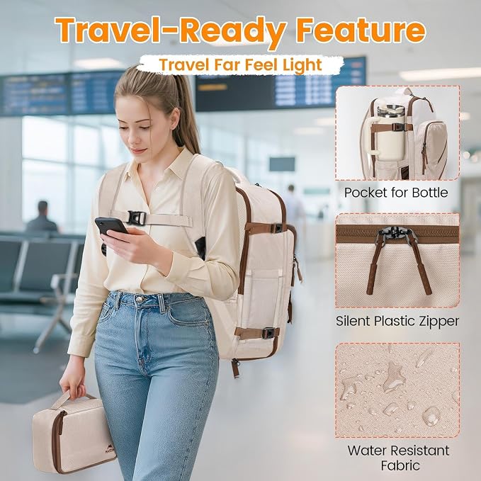 MATEIN Personal Item Travel Backpack, Carry on Bag with Electronics Case | Airplane Approved, Overnight Backpack for Women, Fits 17 inch Laptop Compartment, Water Resistant, Travelling Essential - Image 5