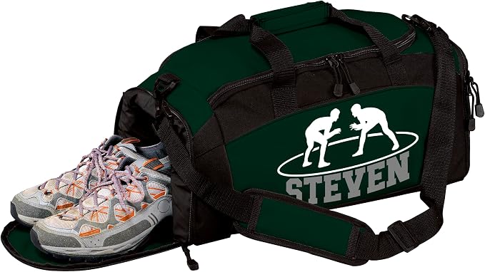 Personalized Wrestling Duffel Bag with Shoe Compartment – Custom Name Wrestling Gear Bag – Athlete Gym Bag for Boys & Girls – Team Travel Sports Duffel with Separate Shoe Pocket by all+about+me+company