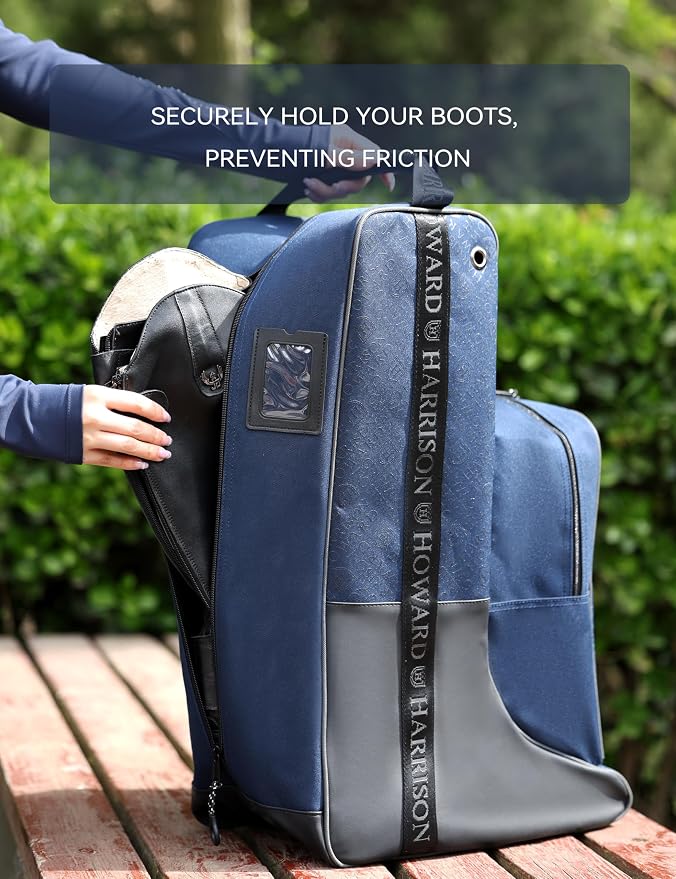 Harrison Howard Tall Boot Bag Equestrian Boot Travel Bag for Storing Helmet, Horse Whip Accessories Boot Storage Bag Navy - Image 7