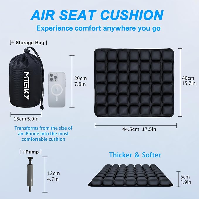 Travel Seat Cushion for Airplane,Portable&Adjustable Air Seat Cushion,Inflatable Cushion for Travel,Coccyx Tailbone Pain Relief Chair Pad - Image 6