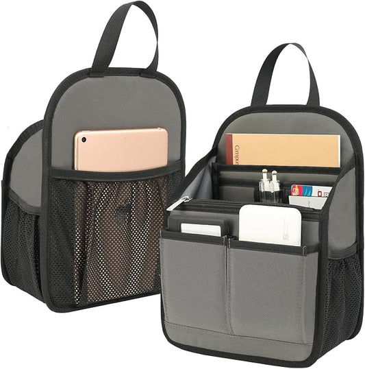 Mini Premium Rugged Backpack Purse Organizer Insert for Women Fashion Small Backpack-19 Pockets,Padded Water-repellent Nylon-Gray by DELTAMANN