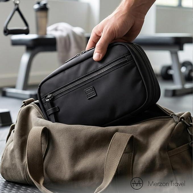 The Tomorrow Kit from, Hanging Toiletry Bag with Dual Compartments, Organized Travel Toiletry Organizer with Hook Closure, Made from Sturdy Water Resistant Nylon, HNG-732-BLK, Black - Image 8