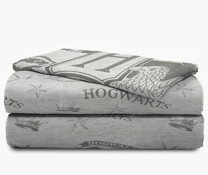 Jay Franco Kids Sheet Set with Fitted, Flat Sheets & Pillow Cover - Ultra-Soft Bedding with Pillowcase for Room Decor, Gray - Harry Potter, 3 Piece Twin - Image 5