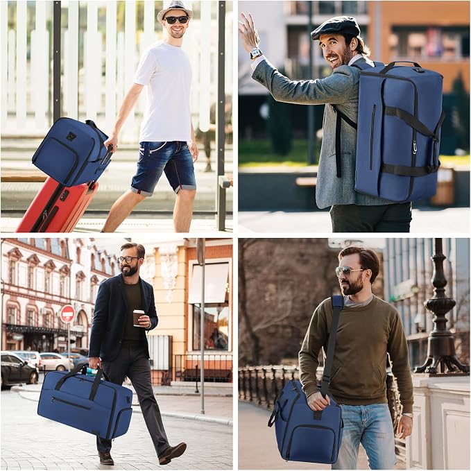 Garment Duffle Bags for Travel,Convertible Garment Bag with Shoes Compartment,Suit Carry-on Bag Expandable with Shoulder Strap for Men and Women Business Trip,Weekend,Wedding(Blue) - Image 2
