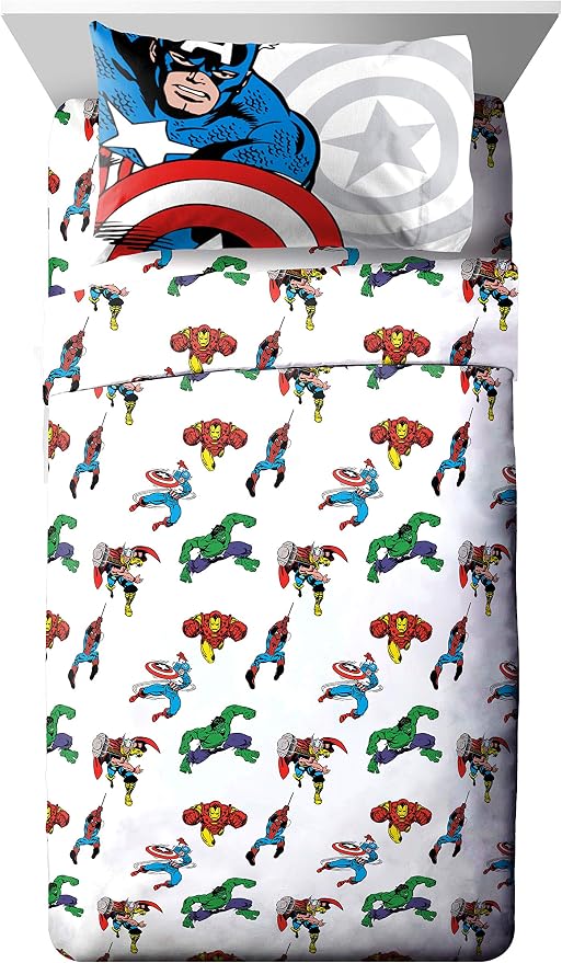 Marvel Comics Avengers Full Size Comforter Set 7 Piece Kids Bedding, Multi | Spiderman Hulk Captain America, Comforter Sheets Shams Pillowcases, Soft Microfiber, Machine Washable, Boys Gift - Image 3