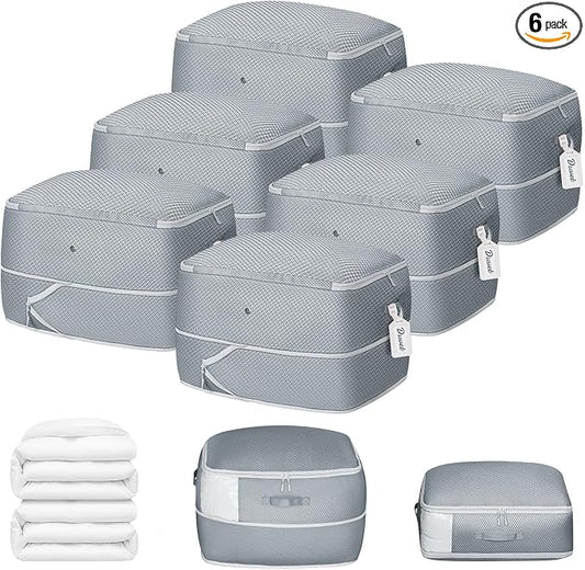 DIMJ Comforter Storage Bag 6 Pack - Blanket Storage Organizer Compression Bags, Large Capacity Ultra Space Saving Self Compression Organize for Bedding, Pillow, Duvet, Sheet Storage with Zipper Window by DiMJ