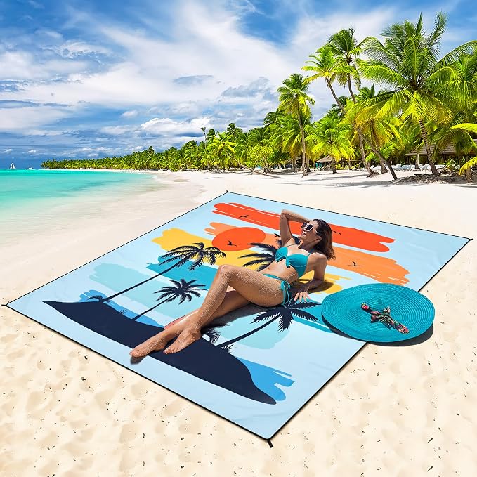 HIHOHO Beach Blanket Waterproof Sandproof Extra Large Beach Mat 79" X 83"/120"x108"for 1-8 Adults Quick Drying Durable Outdoor Picnic Mat for Beach Travel Camping Hiking - Image 5