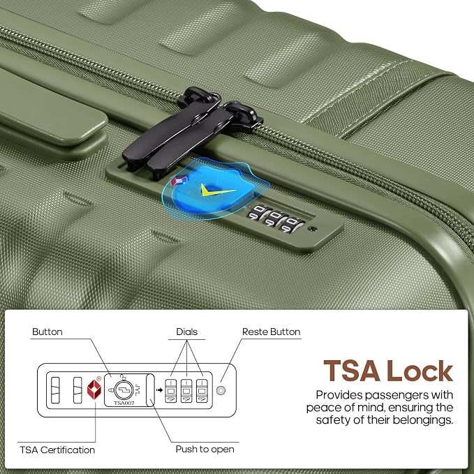 3 Piece Luggage Set, Durable ABS Hardshell Carry On Suitcase Set with Silent Spinner Wheels, YKK Zipper & TSA Lock, Lightweight Large Travel Checked Luggage,20/24/28 Inch - Image 3