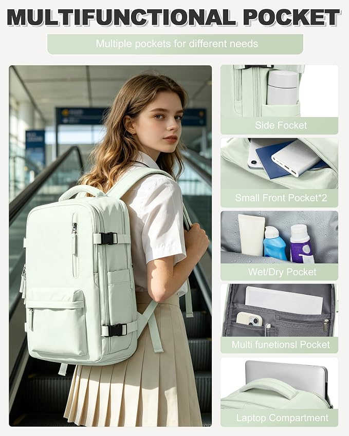 VGCUB Vacuum Backpack Travel with Pump, Vacuum Seal Compression Bags Laptop Backpack Personal Item - Image 8