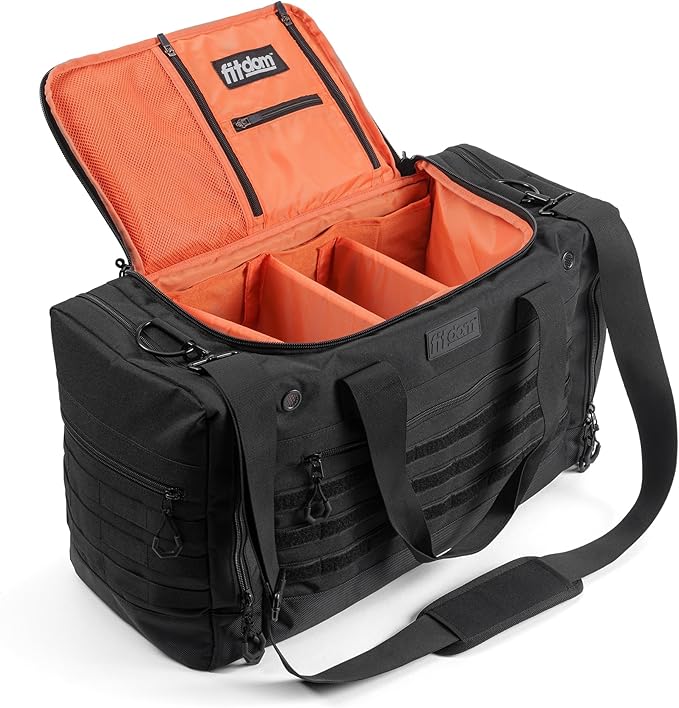 22" Sneaker Bag for Travel, Personal Sports equipment bag for Soccer, Basketball and more. A Multi-functional Duffle with 3 Adjustable Padded Dividers, & Shoulder Strap. TSA Carry-On Size Approved by Fitdom