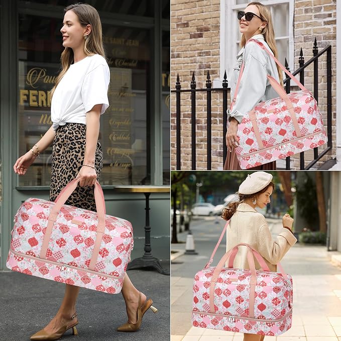 IBFUN Weekender Bags for Women, Travel Duffle Bag with Shoe Compartment Carry on Weekender Overnight Duffel for Weekend Travel Business Trip 3PCS - Image 2