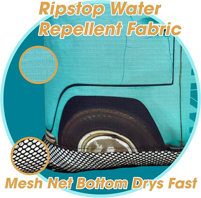 Walker Beach Mesh Net Travel Boat Bag for Snorkeling, Dive, and Swim Gear – USA Made, Tropical Aqua Van - Image 5