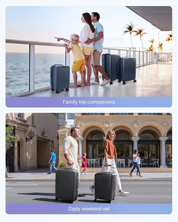 LIGHT FLIGHT 3 Piece Luggage Sets With Spinner Wheels Hardshell TSA Lock | Durability, Spinner Wheels, Hardside Lightweight, TSA Lock, Durable, PC+ABS, Mobility, - Image 8
