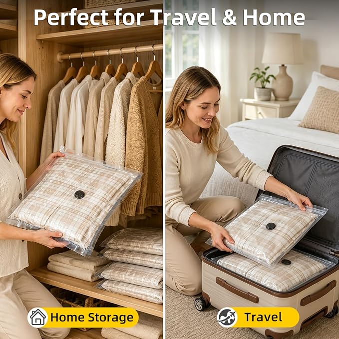 Rechargeable Air Pump Vacuum Storage Bags 8 Pack Travel Bags - Image 8