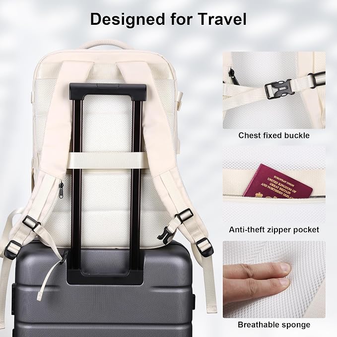 HOMIEE 50L Travel Backpack Large Suitcase Water Resistant Luggage Daypack | Carry on Backpack for Men Women Fits 17.3 Inch Laptop - Image 5