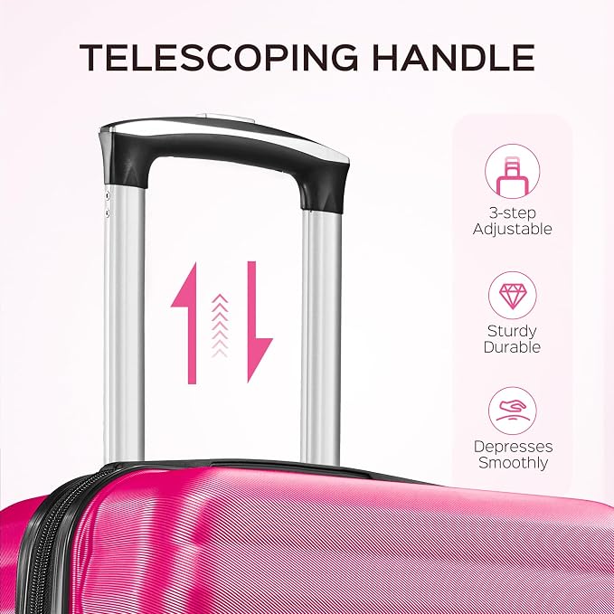 Luggage Sets 2 Piece, 20 Inch 28 Inch ABS Hardshell Suitcase Set with Spinner Wheels, Carry On and Checked Luggage for Women and 6 Piece Travel Organize Bags - Image 3