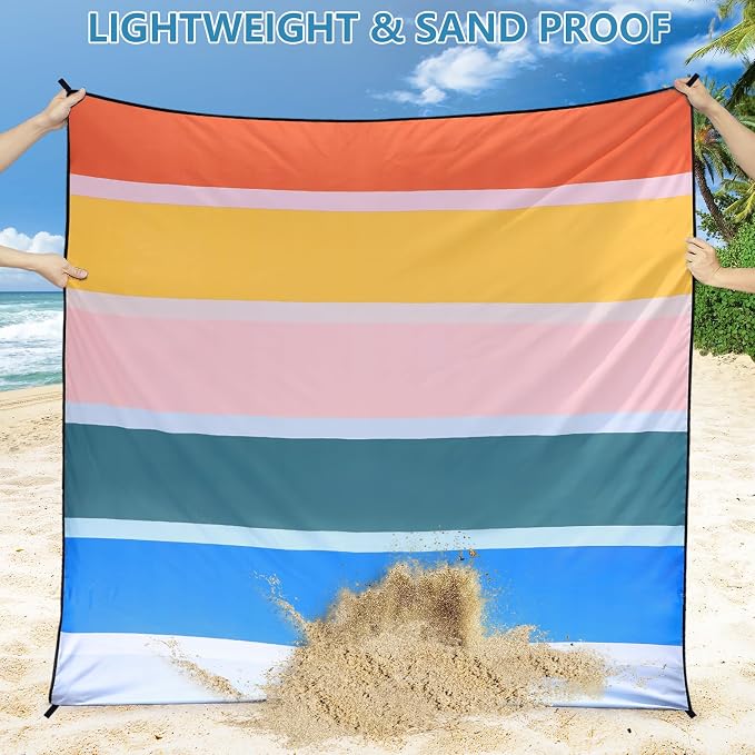 WIWIGO Beach Blanket Waterproof Sandproof Beach Mat 79" X 83"/10'x9'for 2-8 Adults Quick Drying Outdoor Picnic Mat Beach Accessories for Travel, Camping, Hiking - Image 3