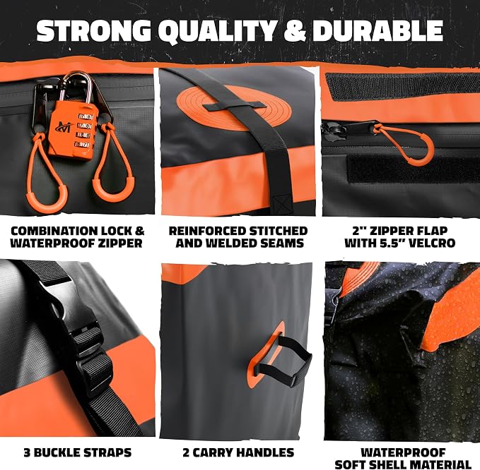 Mockins 30 CuFt Trailer Hitch Cargo Carrier Bag & Packing Cubes 29"x23"x12" | 60"x24"x36" Waterproof Cargo Bag for Hitch Carrier | Set of Vehicle Soft-Shell Carriers with 6 Cubes, 3 Buckle Straps & Lock - Image 8