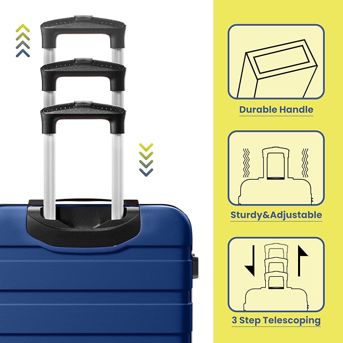 AnyZip Luggage Sets 3 Piece Hardshell Suitcase Set PC ABS Lightweight Travel Suitcases with 4 Double Spinner Wheels TSA Lock 20 24 28 Inch Dark Blue - Image 5
