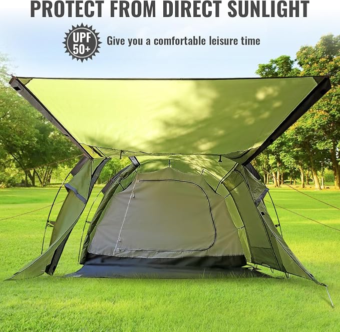 Camping Tents 2-4 Person, Double Layers Waterproof Backpacking Tents with Porch Quick Easy Set Up 2 Doors 4 Seasons Tents with Portable Carry Bag for Beach Picnic Hiking Travel Sports Outdoor - Image 6
