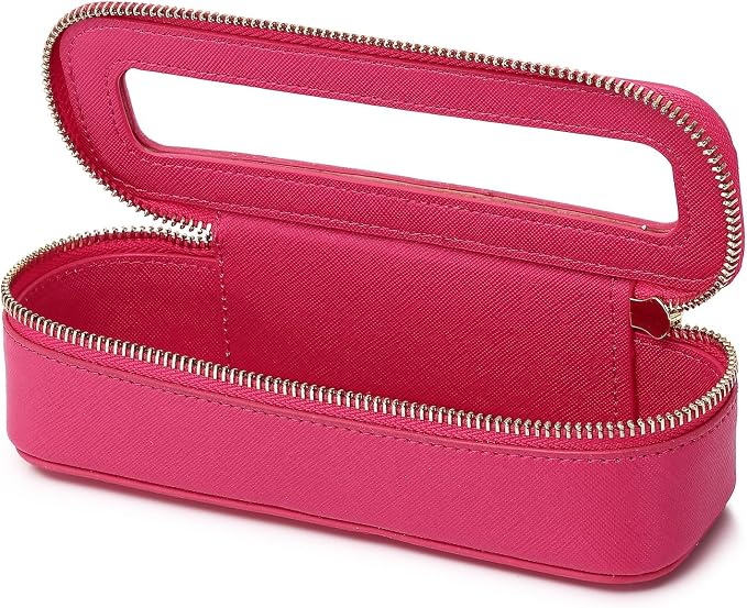 Pinkmik Makeup Brush Bag Slim Clear Makeup Bag Transparent Travel Cosmetic Case & Toiletry Bag with Zipper Small Beatuy Makeup Bag Purse Organizer for Women (X/Fuxia, SLIM) by Pinkmik