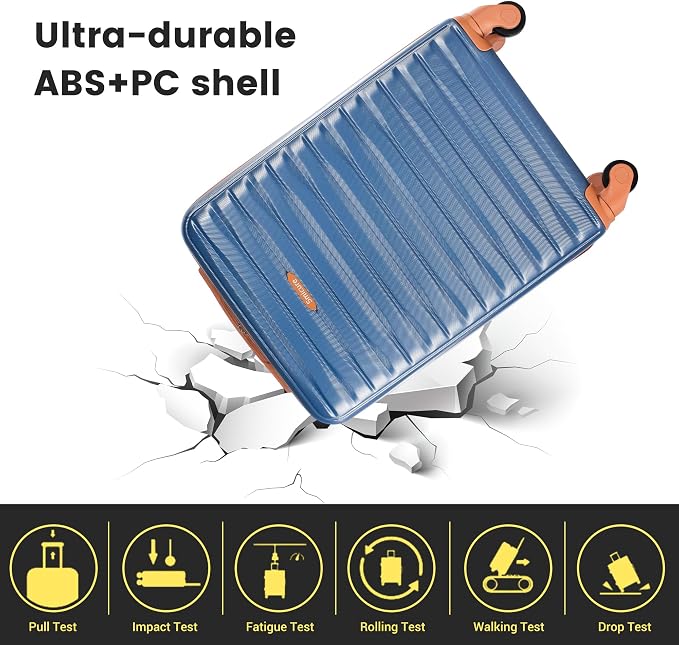 3 Piece ABS+PC Luggage Set, Carry On with Spinner & Duffle | 20" Carry-On + Waterproof Underseat Duffel + Toiletry Bag. 360° Spinner Wheels,Fits Overhead Bins,For Business & Travel - Image 3
