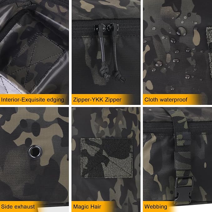 PETAC GEAR 4 PCS Tactical Modular Packing Cubes with Waterproof Material, Large Capacity Storage Bag, Easy Clean Outdoor Travel Organize Storage Pouches Bags (MCBK) - Image 2