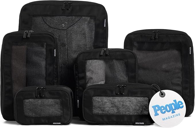Aerotrunk Compression Packing Cubes for Travel - Luggage Organizer Bags - Double Zipper Packing Cubes for Suitcases (6-Pack, Black) by Aerotrunk