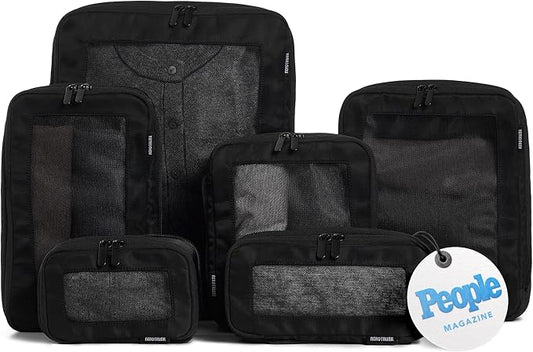 Aerotrunk Compression Packing Cubes for Travel - Luggage Organizer Bags - Double Zipper Packing Cubes for Suitcases (6-Pack, Black) by Aerotrunk
