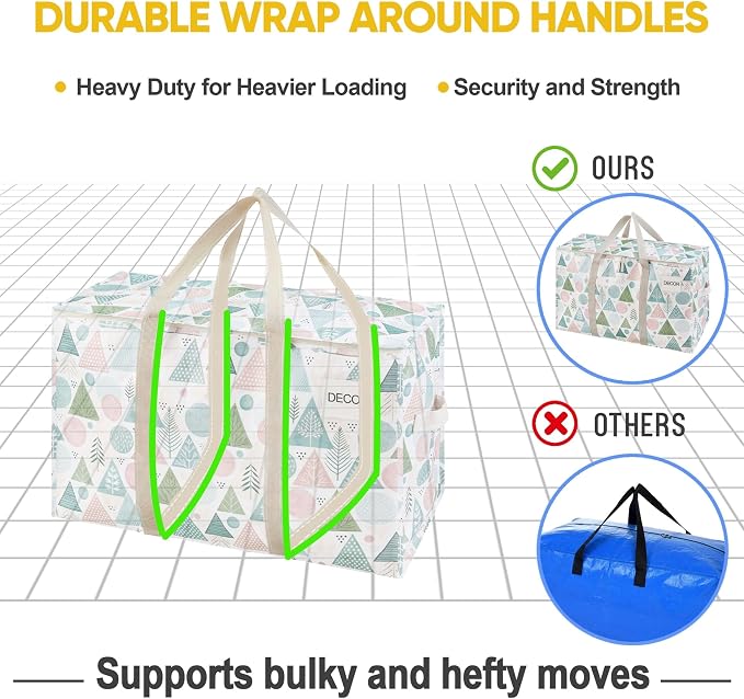 VENO 2 Pack Heavy Duty Moving Bags, Extra Large Storage Bags with Reinforced Handles & Strong Zippers, Foldable & Reusable Moving Box Alternative for Clothes & Dorm Storage - Image 5