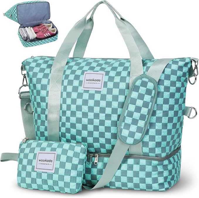 WOOMADA Weekender Bag for Women, Travel Duffel Bags with Shoe Compartment & Wet Pocket, Personal Item Bag for Airlines by WOOMADA