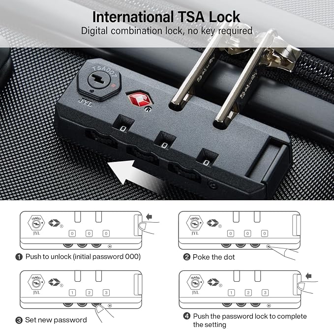 Hanke 16 Inch Underseat Carry On Luggage, Airline-Approved Hard Shell Small Suitcase with Spinner Wheels, Lightweight Tsa Lock Travel Luggage for Short Trips(Jet Black) - Image 8