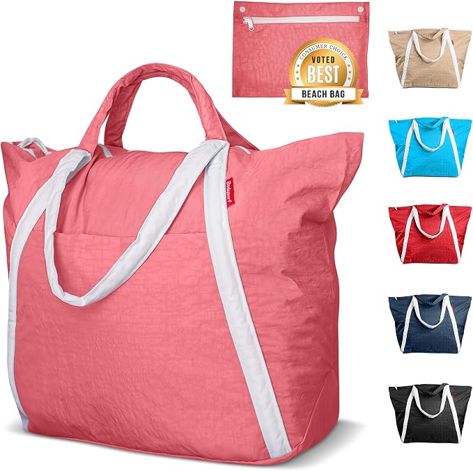 Bodysurf Beach Bag Waterproof Sandproof, Foldable Packable Travel Zip Tote by Bodysurf