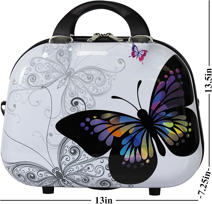 World Traveler Butterfly 13-Inch Polycarbonate Hardside Cosmetic Case Shoulder Tote - Image 7