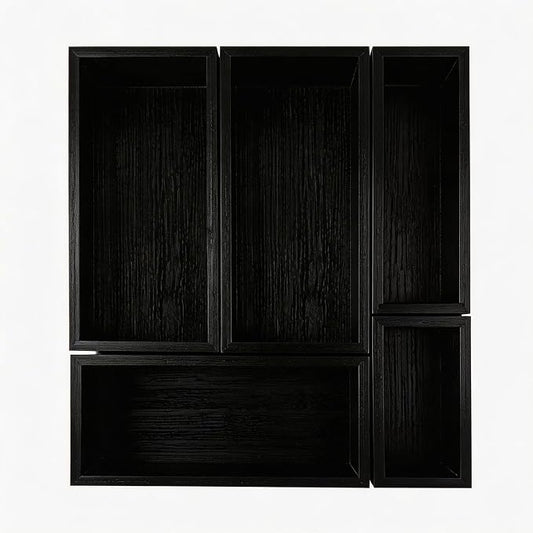 bamboo drawer organizer Set,expandable drawer dividers,wooden storage organizers,drawer organizers for kitchen, bathroom,flatware,Tea Bag Organizer (1 X 5PCS Black) by Teicui