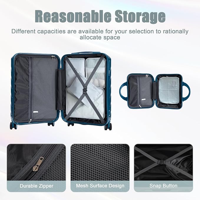 20+14 Inch Hardshell Luggages, Lightweight Durable ABS Suitcase - Image 7