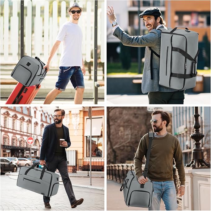 Garment Duffle Bags for Travel,Convertible Garment Bag with Shoes Compartment,Suit Carry-on Bag Expandable with Shoulder Strap for Men and Women Business Trip,Weekend,Wedding(Grey) - Image 4