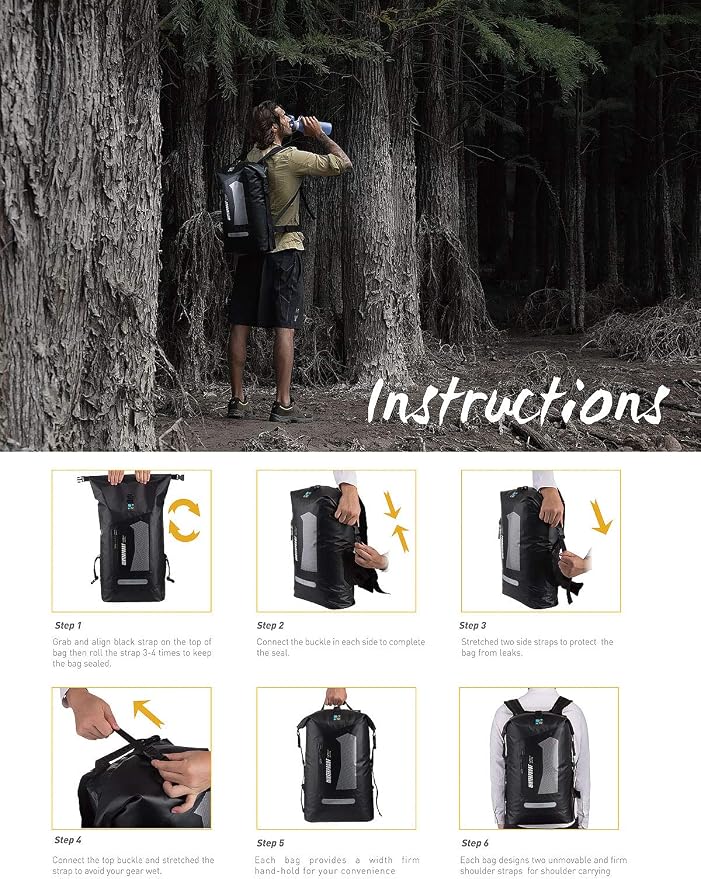 IDRYBAG Waterproof Backpack for Men 20L/30L/40L, Floating Dry Bag Kayak, Dry Backpack Hiking - Image 8