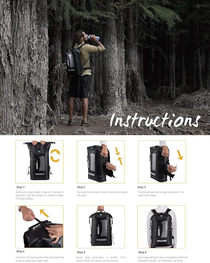 IDRYBAG Waterproof Backpack for Men 20L/30L/40L, Floating Dry Bag Kayak, Dry Backpack Hiking - Image 8