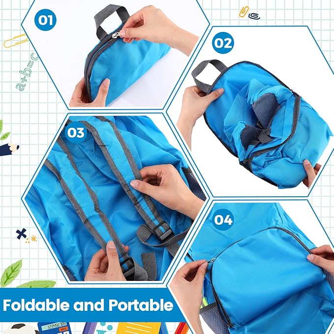 Jexine 80 Pack Backpack Bulk 17 Inch Foldable Backpack 5 Assorted Colors Lightweight Back Pack for Outdoor Travel Zippered Book Bags - Image 3