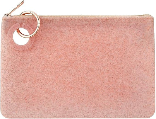 Oventure Large Silicone Pouch – Rose Gold Confetti | Waterproof Zipper Bag & Holiday Gift for Women, Makeup & Travel by Oventure