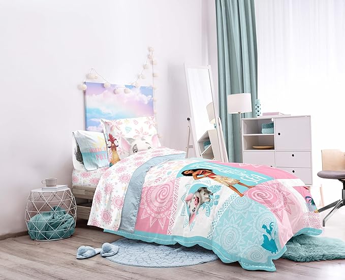Disney Moana Full Comforter Set 7 Piece Kids Bedding for Girls, Multi | Bed in a Bag, Comforter Sheets Shams Pillowcases, Official Brand, Soft Microfiber, Machine Washable, Girls Gift - Image 7
