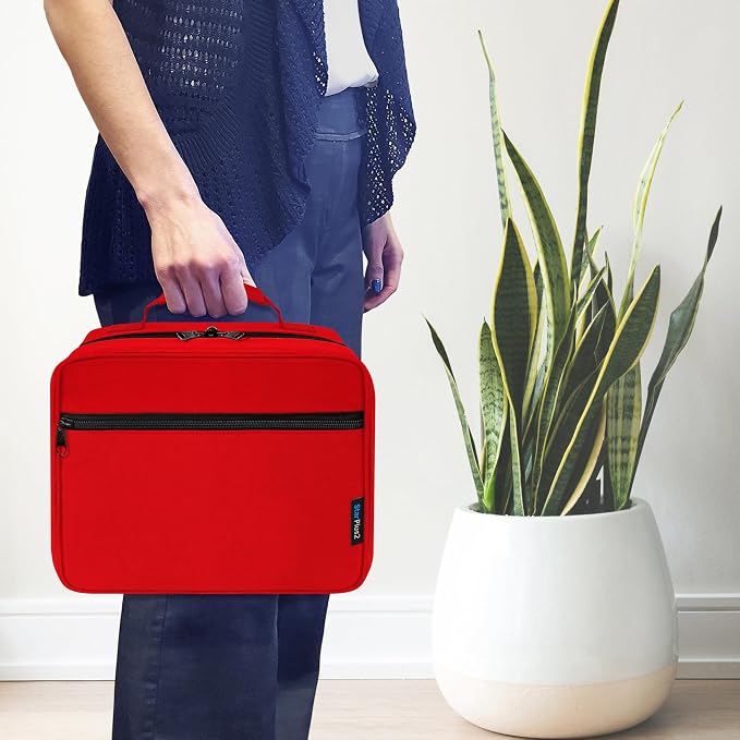 Large Pill Bottle Organizer & Medicine Bag for Travel, Red | Prescription bottle organizer with 10 bottle pockets and padded storage for medication bottles, supplements, vitamins - Image 6