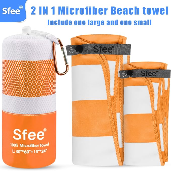Sfee 2 in 1 Microfiber Oversized Beach Towel, Quick Dry Towel Travel Towel Camping Towel Super Absorbent Compact Lightweight Sports Gym Towels for Beach,Gym, Hiking, Pool, Backpacking, Bath, Yoga - Image 4