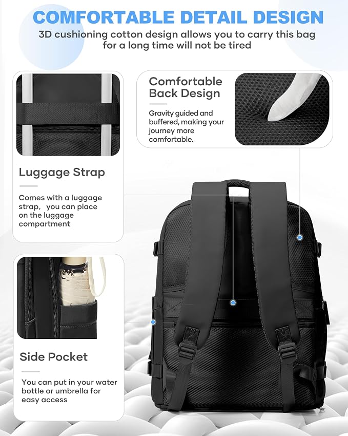 coowoz Travel Backpack Carry On for Women Man Gym Backpack with Laptop Compartment Mochila de Viaje Teacher Personal Item Backpacks Rucksack Airplane Accessories Must Haves,Black Small - Image 5