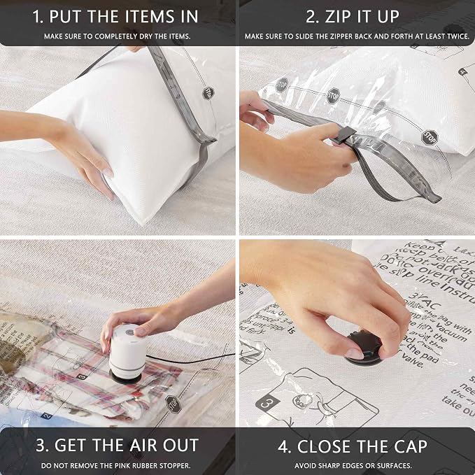 Vacuum Seal Bags for Clothing Travel and Home Storage, Travel Vacuum Bags with Electric Pump, Space Saver Compression Packing Cubes for Luggage Suitcase Bedding Blankets Clothes, 36 Combo - Image 6