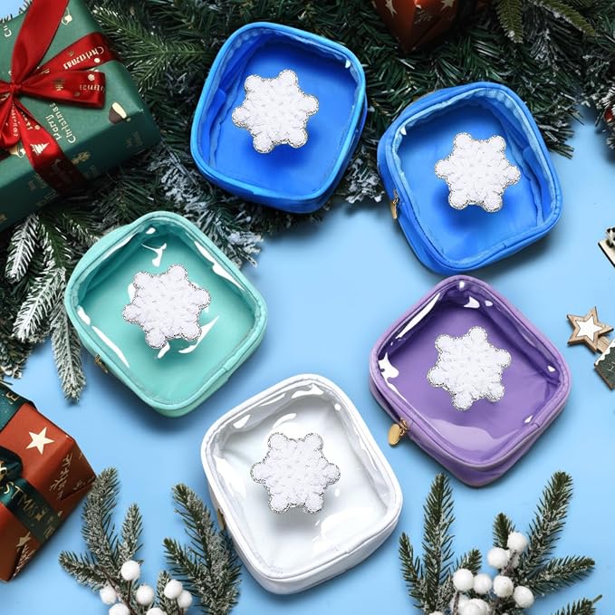 Abbylike Christmas Preppy Patch Makeup Bags Bulk Holiday Makeup Bag Skincare Pouch Xmas Zipper Cosmetic Pouch Preppy Thing for Travel Christmas Women Gift(Colorful) - Image 6