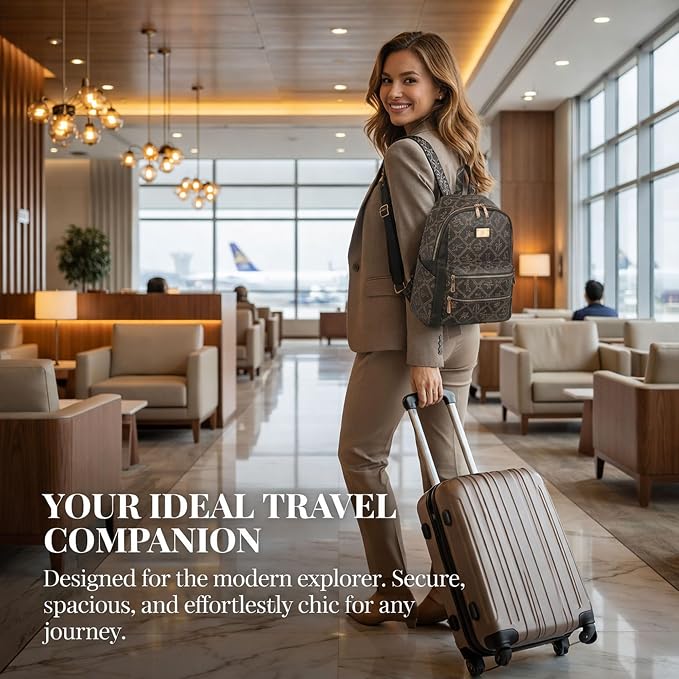 Women Fashion Backpack Purse Multi Pockets Anti-Theft Rucksack Travel Shoulder Bag Handbag - Image 4