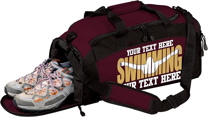 Personalized Swim Team Duffel Bag with Custom Name – Waterproof Swimming Gear Bag for Youth & Adults – Large Pool Bag with Shoe Compartment & Wet Pocket by all+about+me+company